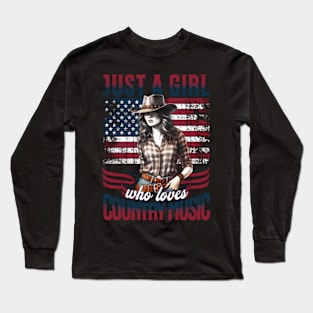 Just A Who Loves Country Music - Patriotic Cow Long Sleeve T-Shirt